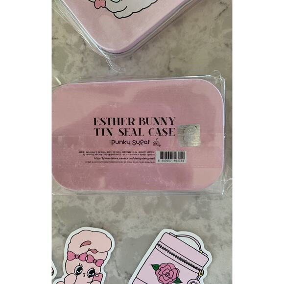 NIB Esther Bunny Tin Box with Stickers - Picture 3 of 4